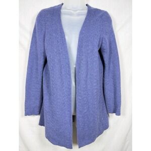 Sutton‎ Studio 100% Cashmere Open Front Cardigan Sweater Blue Medium Luxury